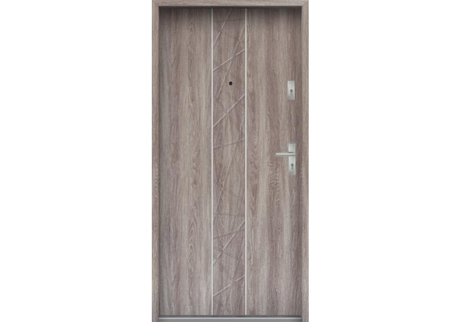 Zdjęcie: Drzwi wejściowe do mieszkań Bastion A-40 Dąb japoński 90 cm lewe OSP KR CENTER
