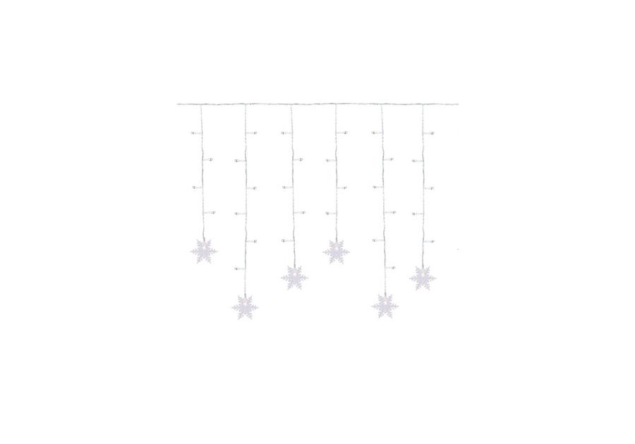 Zdjęcie: Kurtyna 95 LED ze śnieżynkami 70 x 350 cm ciepły biały sieciowa JUMI