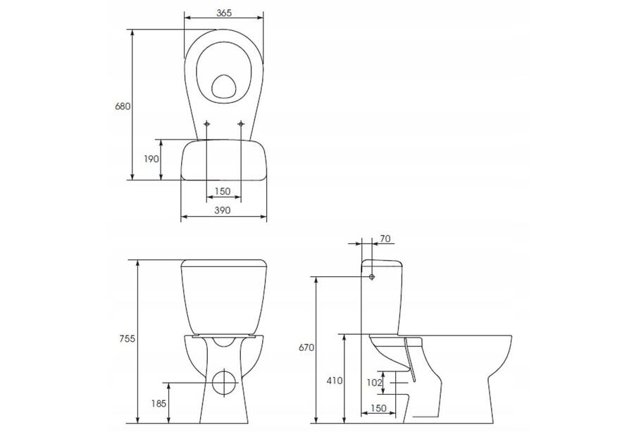 Zdjęcie: Seses wc kompakt Atlantic 3/6 odpływ poziomy deska duroplast antybakteryjna CERSANIT