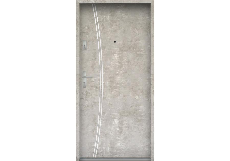 Zdjęcie: Drzwi wejściowe do mieszkań Bastion R-61 Beton naturalny 80 cm prawe ODR KR CENTER