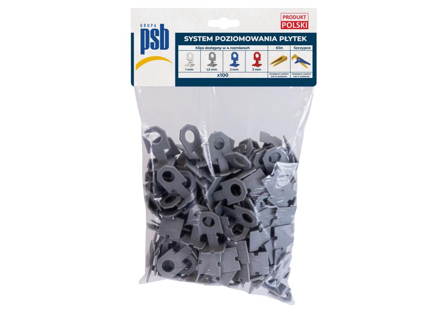 Zdjęcie: System poziomowania płytek klipsy 1,5 mm - 100 szt. PSB