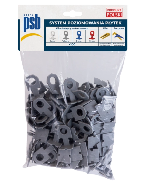 Zdjęcie: System poziomowania płytek klipsy 1,5 mm - 100 szt. PSB