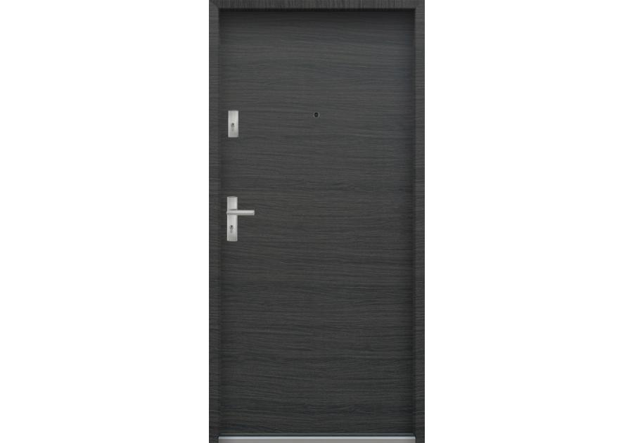 Zdjęcie: Drzwi wejściowe do mieszkań Bastion N-02 Grafit horyzont 80 cm prawe ODP KR CENTER