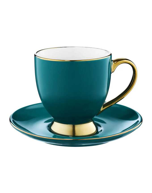 Zdjęcie: Filiżanka ze spodkiem Royal 220 ml turkusowo-złota AMBITION