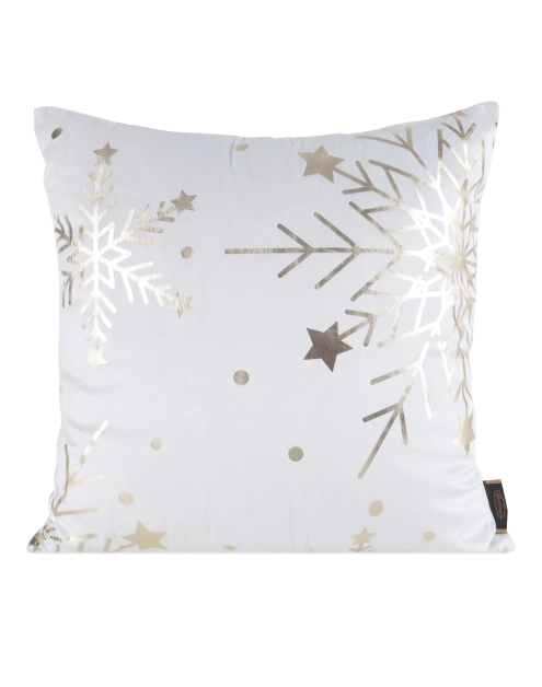 Zdjęcie: Poduszka welwetowa świąteczna 45x45 cm biało-złota EUROFIRANY