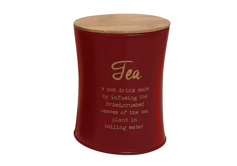 Zdjęcie: Puszka z pokrywą bambusową 11x11x15 cm czerwona dekoracja Tea ALTOMDESIGN