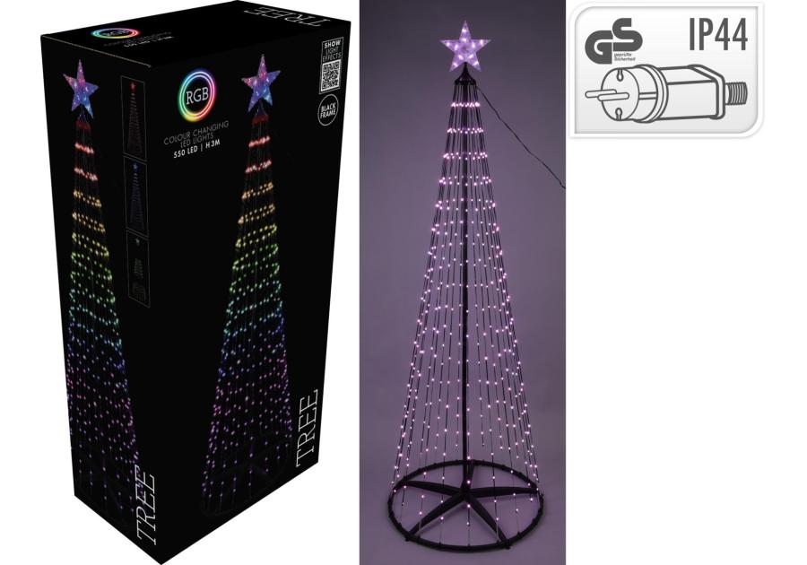 Zdjęcie: Choinka 300 cm 550 led rgb czarny KOOPMAN