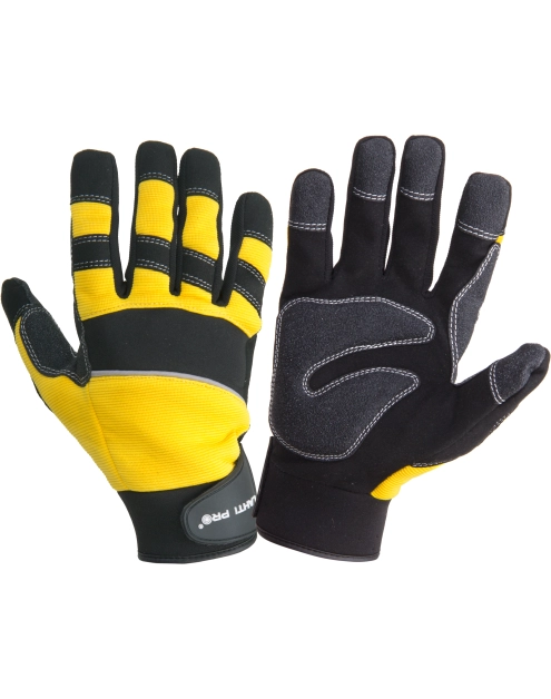Zdjęcie: Rękawice warsztatowe czarno-żółte,  10, CE, LAHTI PRO