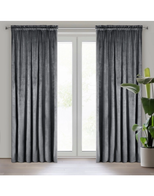 Zdjęcie: Zasłona gotowa Melanie na taśmie 140 x 270 cm grafitowy EUROFIRANY