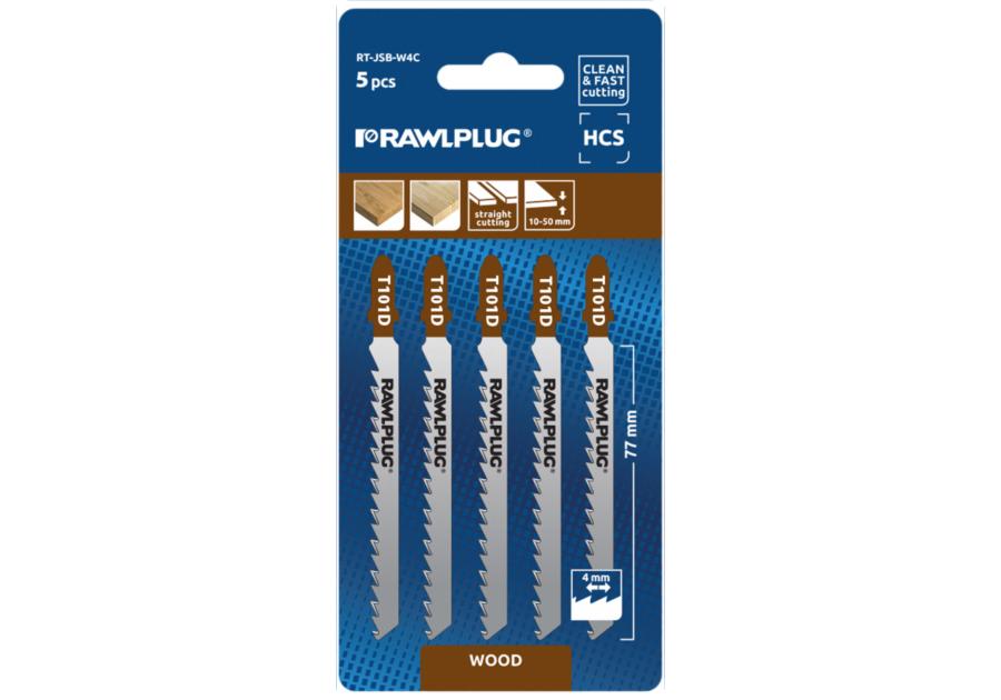 Zdjęcie: Brzeszczoty 100 mm do wyrzynarek do prostego i szybkiego cięcia drewna 4 mm - 5 szt. RAWLPLUG