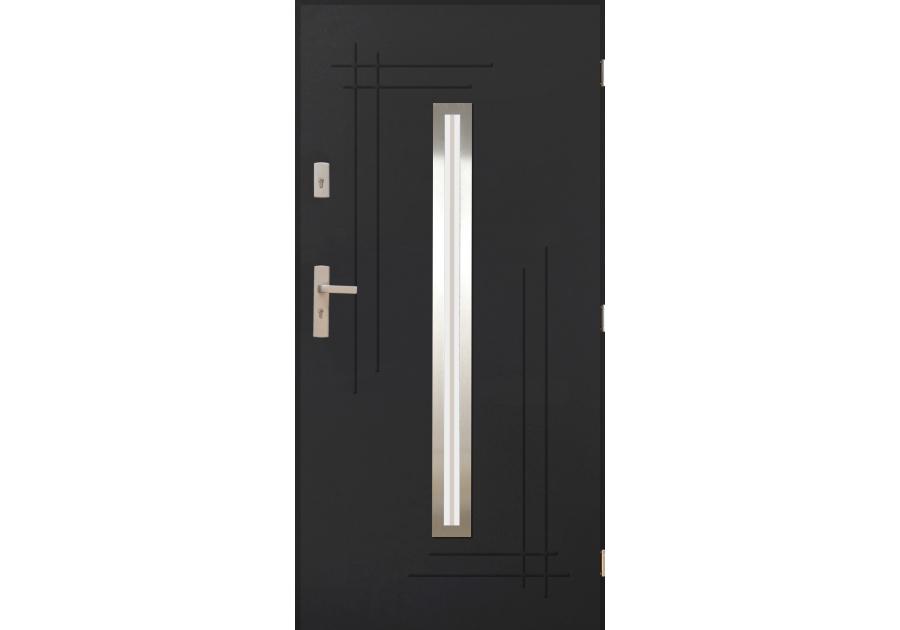 Zdjęcie: Drzwi zewnętrzne alfa antracyt 90p komplet PANTOR