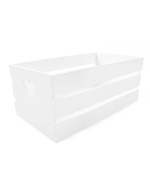 Zdjęcie: Skrzynka drewniana z wyciętymi sercami 36x20x15 cm biała TIN TOURS