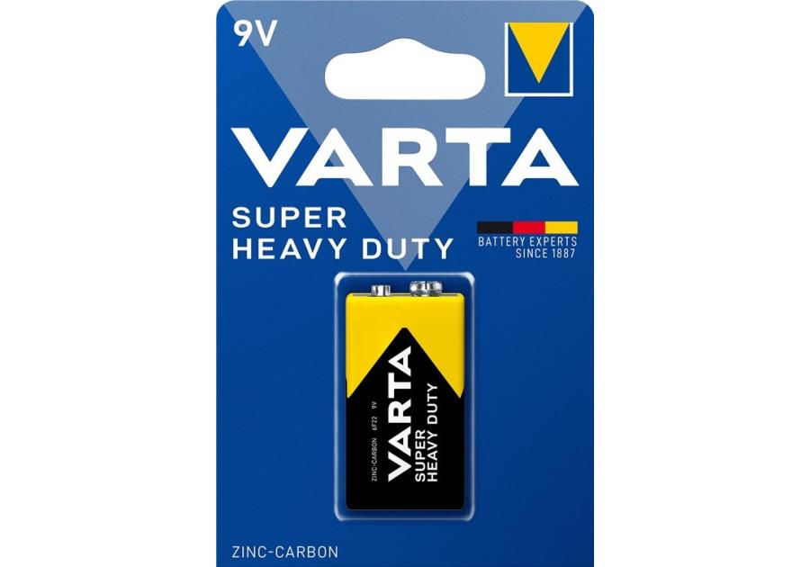 Zdjęcie: Bateria cynkowo-węglowa Super Heavy Duty 9 V (6F22) VARTA