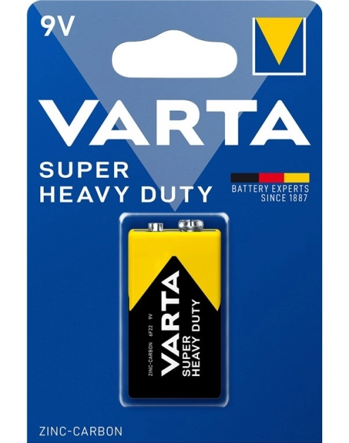 Zdjęcie: Bateria cynkowo-węglowa Super Heavy Duty 9 V (6F22) VARTA
