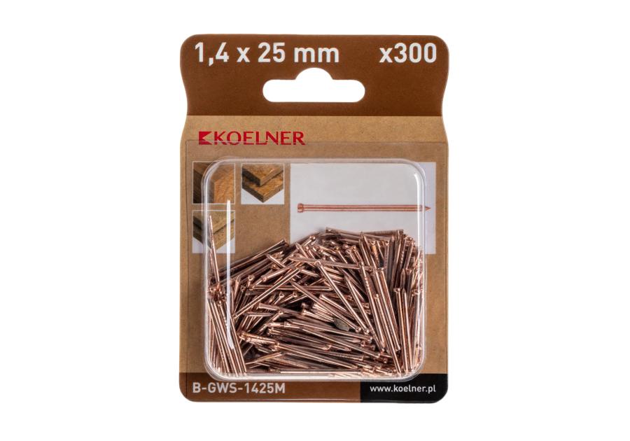 Zdjęcie: Gwoździe stolarskie 14x25 mm miedziowane 300 sztuk KOELNER