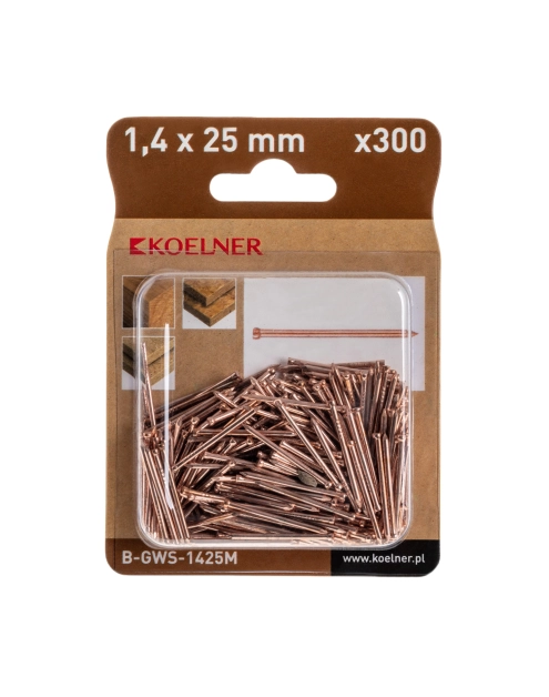 Zdjęcie: Gwoździe stolarskie 14x25 mm miedziowane 300 sztuk KOELNER