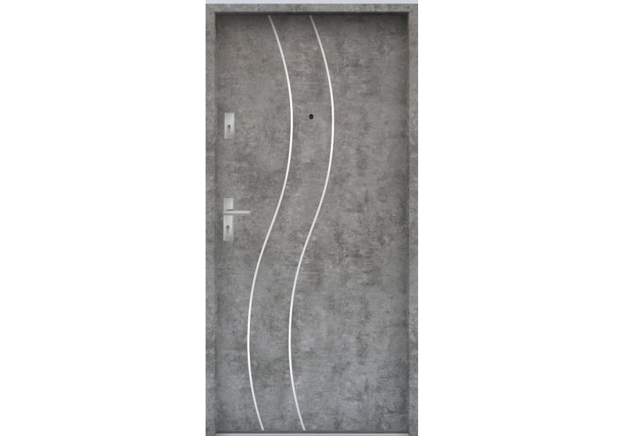 Zdjęcie: Drzwi wejściowe do mieszkań Bastion R-59 Beton srebrny 80 cm prawe OSP KR CENTER