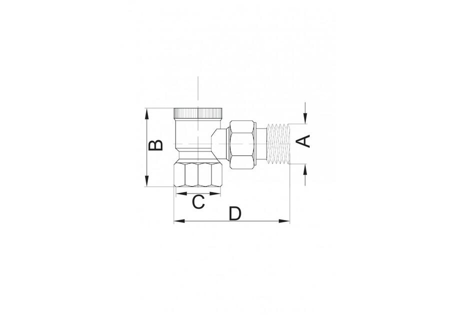 Zdjęcie: Zawór grzejnikowy kątowy 1/2 HYDROLAND