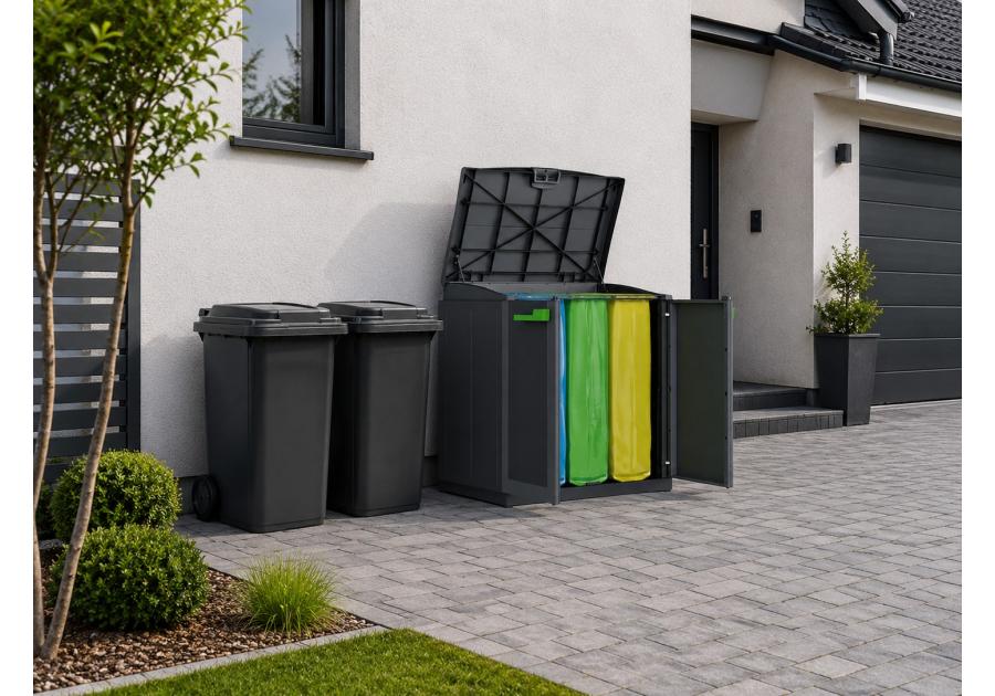 Zdjęcie: Szafka do segregacji odpadów 3-komorowa 90x55x100 cm OŁER