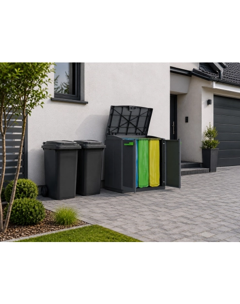 Zdjęcie: Szafka do segregacji odpadów 3-komorowa 90x55x100 cm OŁER