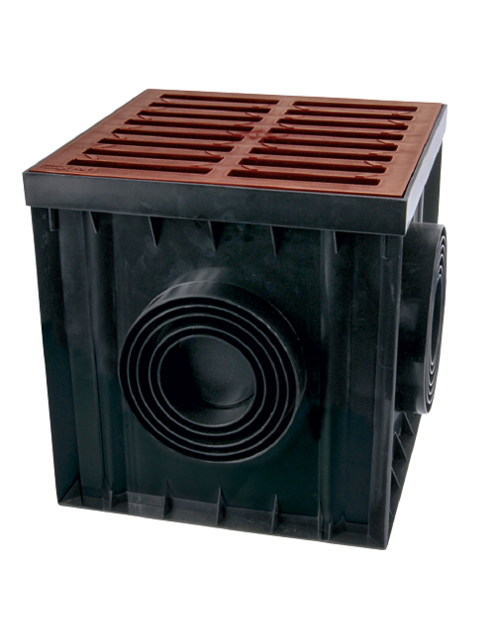 Zdjęcie: Studzienka z kratką PVC A 15,  300x300x300 mm czarny-brąz ZMM MAXPOL