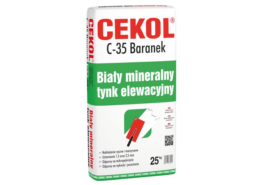 Zdjęcie: Tynk mineralno-polimerowy baranek C-35, 25 kg CEKOL
