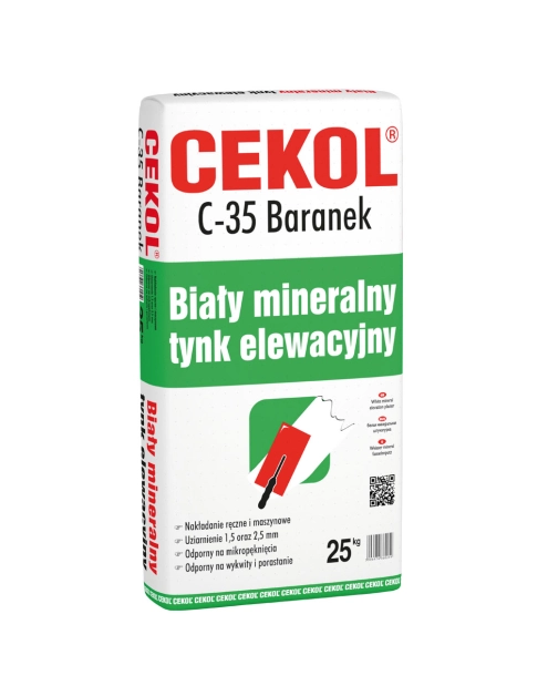 Zdjęcie: Tynk mineralno-polimerowy baranek C-35, 25 kg CEKOL