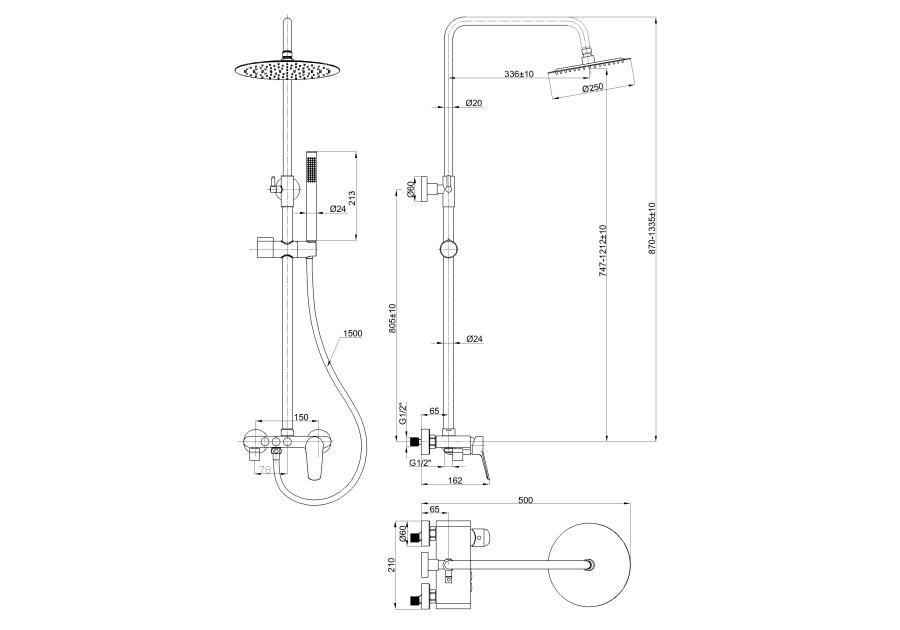 Zdjęcie: Deszczownia z baterią natryskową Alonia chrom INVENA