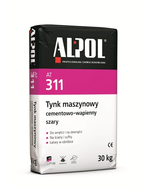 Zdjęcie: Tynk maszynowy cementowo-wapienny 30 kg szary AT311 ALPOL