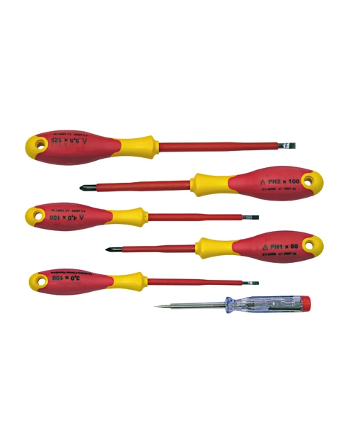 Zdjęcie: Wkrętak elektrotechniczny 2 komp kpl. kk23 pz  szt.5+wsk.nap.1000v PROFIX