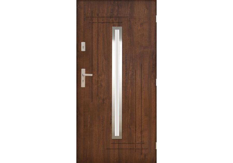 Zdjęcie: Drzwi zewnętrzne alfa orzech 80p komplet PANTOR
