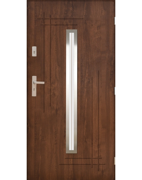 Zdjęcie: Drzwi zewnętrzne alfa orzech 80p komplet PANTOR