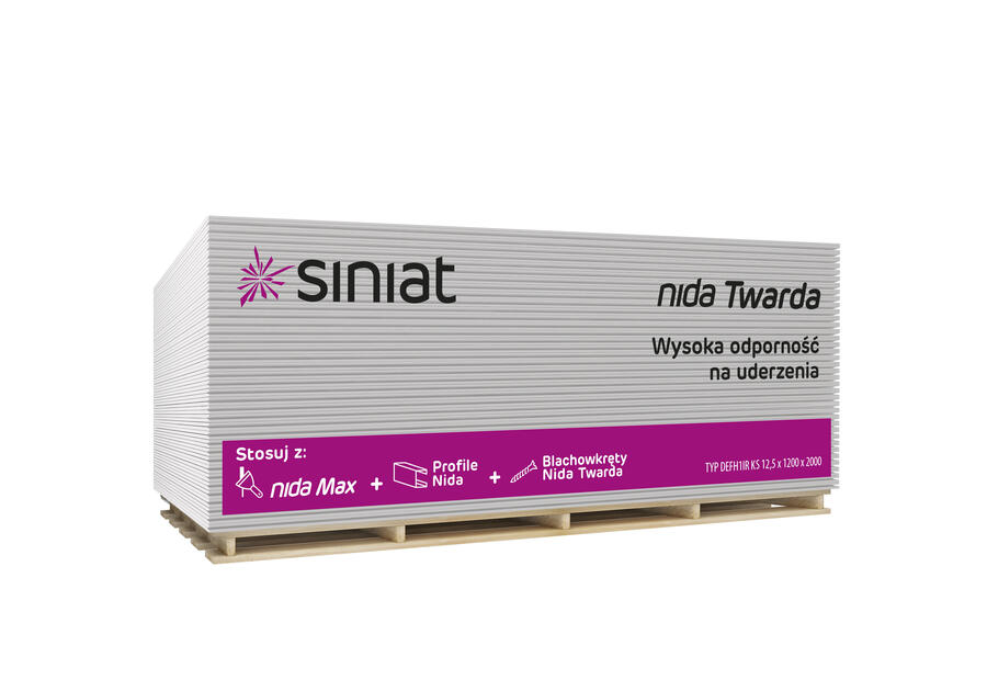 Zdjęcie: Płyta g-k 12,5x1200x2000 mm Nida Twarda SINIAT