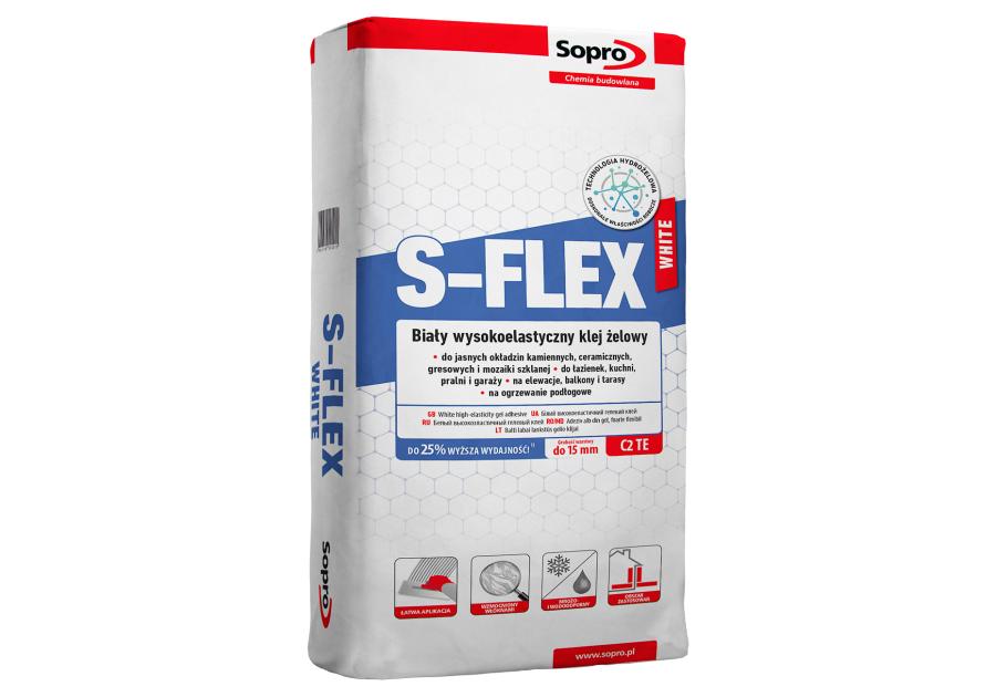 Zdjęcie: Biały wysokoelastyczny klej żelowy 202_S-FLEX 22,5 kg SOPRO