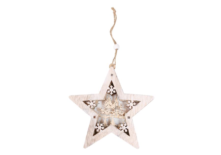 Zdjęcie: Zawieszka świąteczna Trójwymiarowa gwiazda z mikołajem 14x14/22 cm TIN TOURS