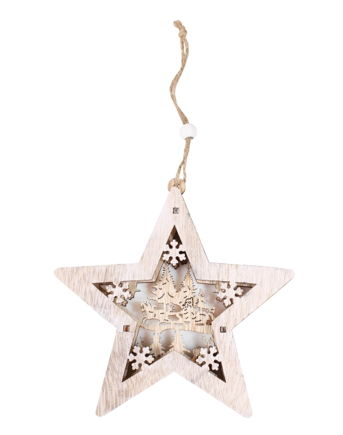 Zdjęcie: Zawieszka świąteczna Trójwymiarowa gwiazda z mikołajem 14x14/22 cm TIN TOURS