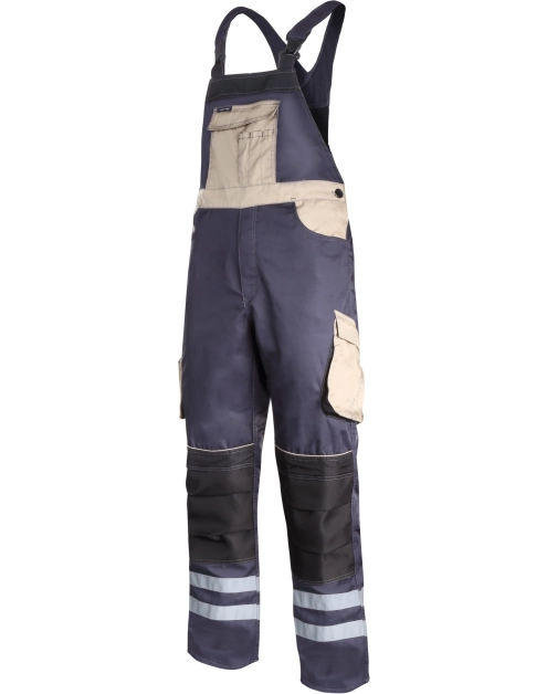 Zdjęcie: Ogrodniczki szaro-czarny-beż z pasami odblaskowymi, S, CE, LAHTI PRO