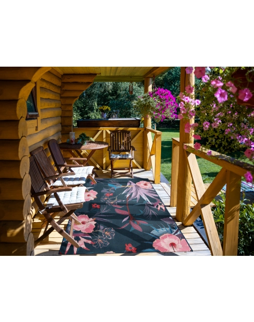 Zdjęcie: Dywan Jungle 160x220 cm kwiaty pomarańczowo-czarne MULTI-DECOR