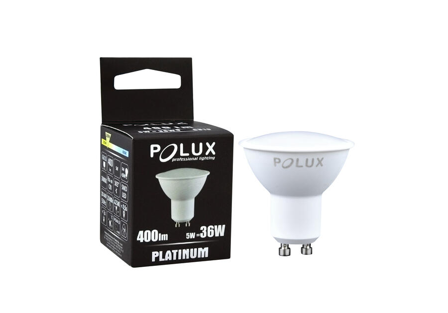 Zdjęcie: Żarówka LED GU10 SMD 4,8 W WW 400 lm Platinum POLUX