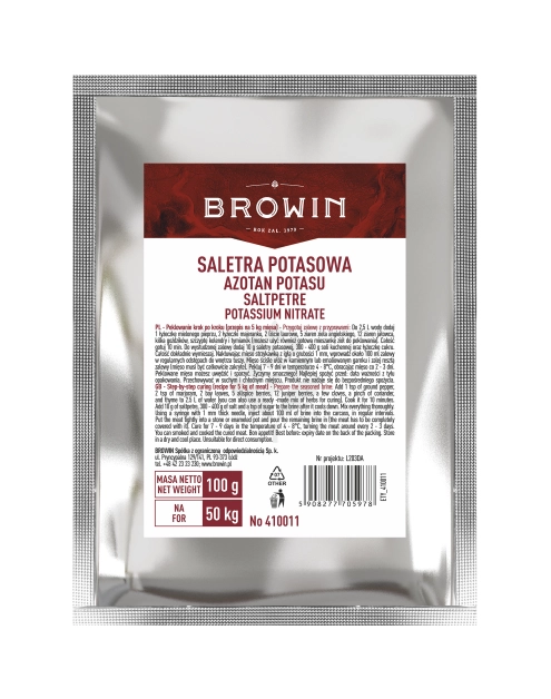 Zdjęcie: Saletra potasowa do peklowania mięs 100 g BROWIN
