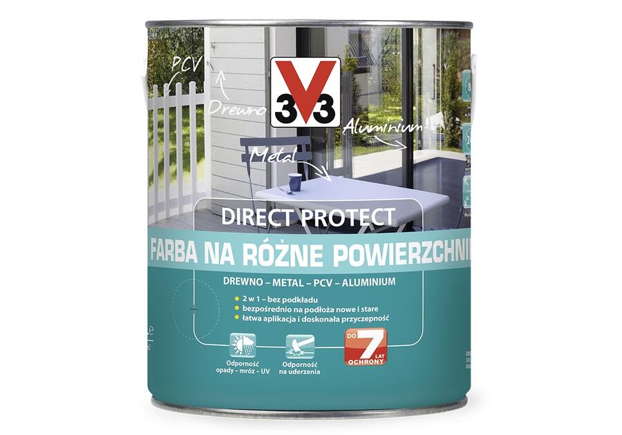 Zdjęcie: Farba na różne powierzchnie Direct Protect metaliczny aluminium 2 L V33