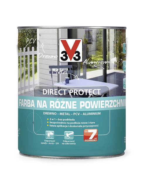 Zdjęcie: Farba na różne powierzchnie Direct Protect metaliczny aluminium 2 L V33