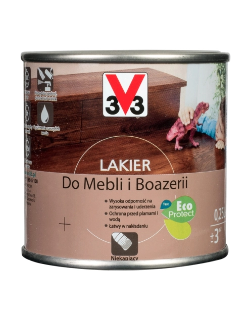 Zdjęcie: Lakier do mebli i boazerii dąb rustykalny satyna 0,25 L V33