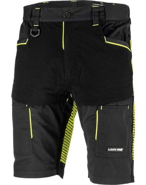 Zdjęcie: Spodenki krótkie dekarskie czarno-zielone wstawki Stretch "XL", CE, LAHTI PRO