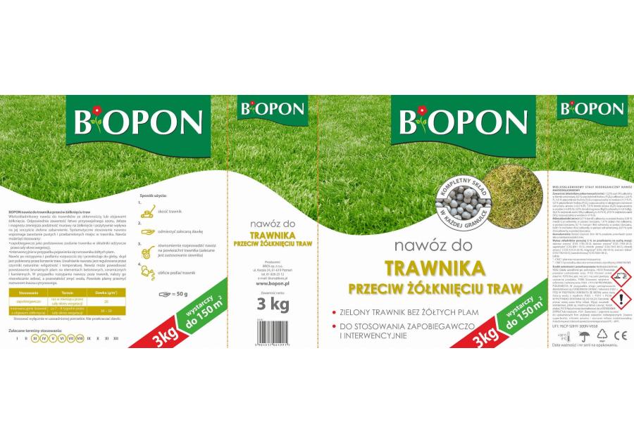 Zdjęcie: Nawóz do trawnika przeciw żółknięciu 3 kg BOPON