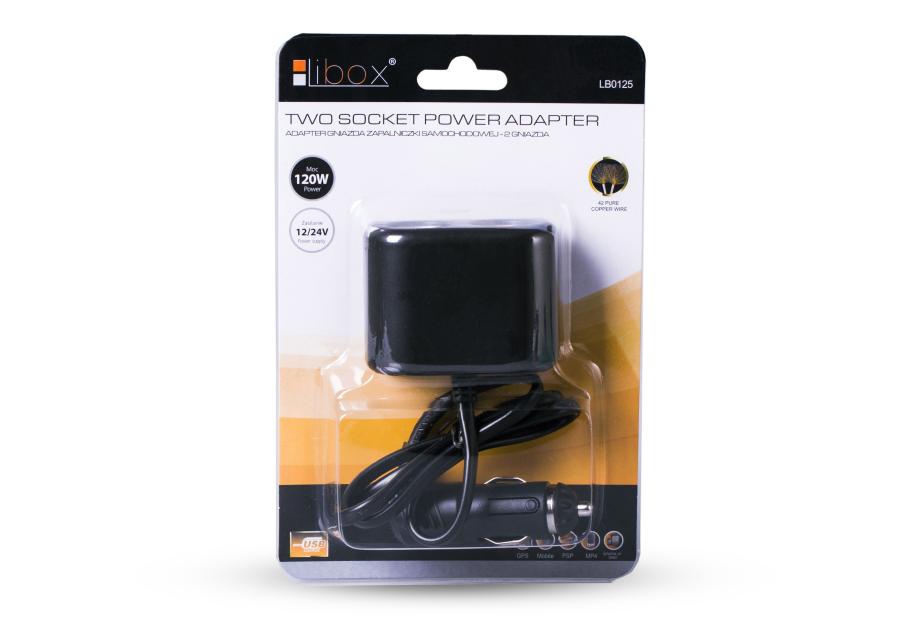 Zdjęcie: Rozgałęźnik gniazda zapalniczki samochodowej na 2 gniazda z kablem LB0125 LIBOX