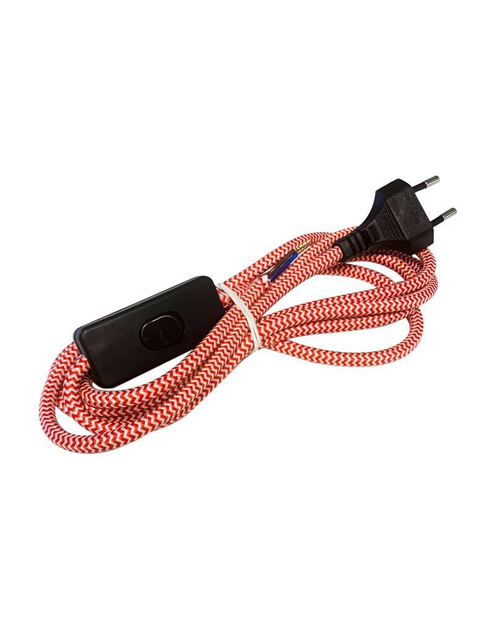 Zdjęcie: Przewód elektryczny z włącznikiem w oplocie, czerwono-biały, 2,5 m DIC0725 DPM SOLID