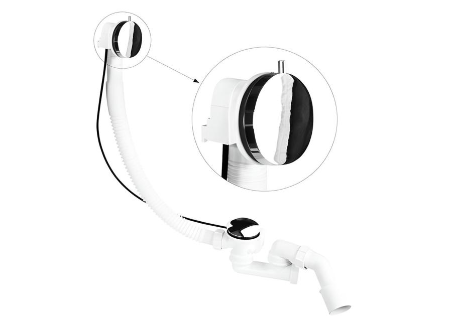 Zdjęcie: Zestaw odpływowo-przelewowy wannowy z odejściem 40/50 mm pokrętło mosiądz chrom MCALPINE