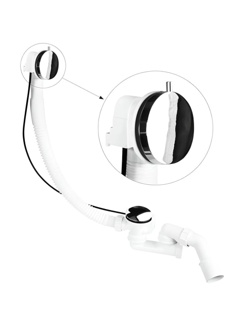 Zdjęcie: Zestaw odpływowo-przelewowy wannowy z odejściem 40/50 mm pokrętło mosiądz chrom MCALPINE