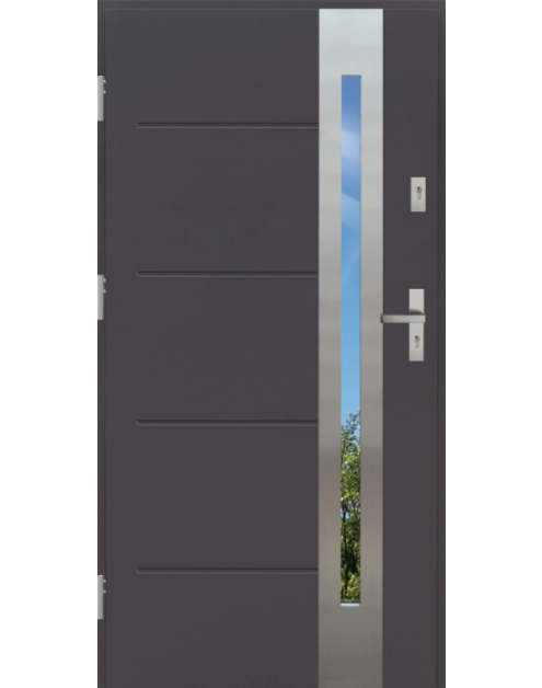 Zdjęcie: Drzwi zewnętrzne stalowo-drewniane Disting Nicolo 08B Antracyt 90 cm lewe KR CENTER